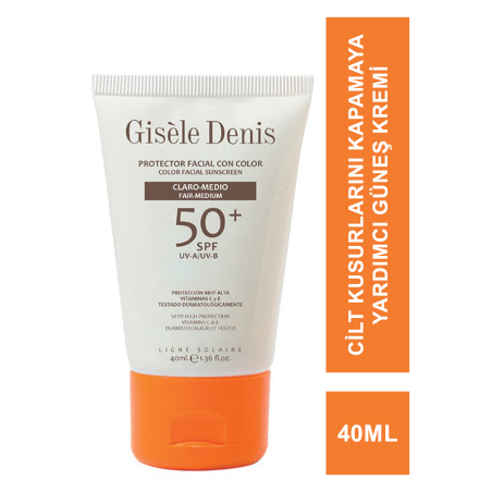 Gisele Denis Color Facial Suncreen Spf50+ Fair/Medium Yüz İçin Renkli Güneş Koruma Kremi  40 ml