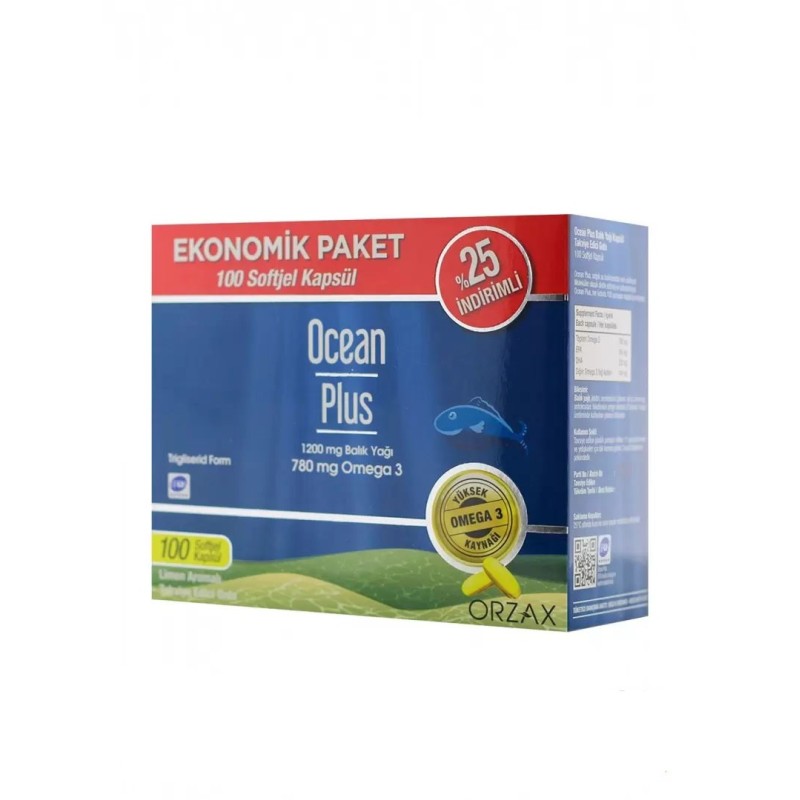 Ocean Plus 1200mg Limon Aromalı Takviye Edici 100 Kapsül | Ekonomik Paket