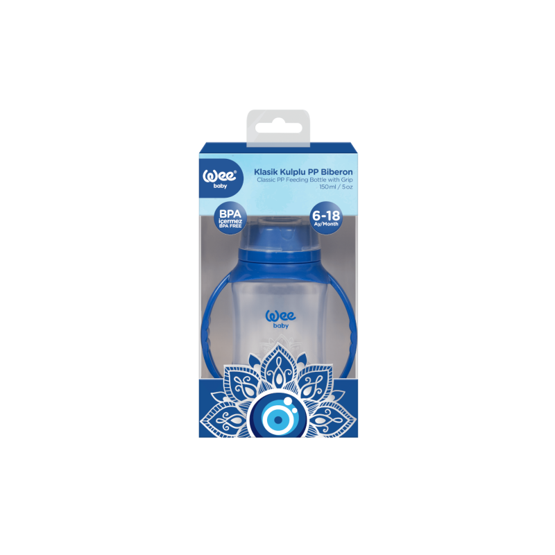 Wee Baby Klasik Kulplu PP Biberon Nazar Boncuğu 6-18 Ay 150 ml ( 260 )