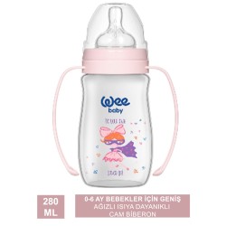 Wee Klasik Geniş Ağızlı Isıya Dayanıklı Cam Biberon 0-6 Ay 280 ml ( 141 )