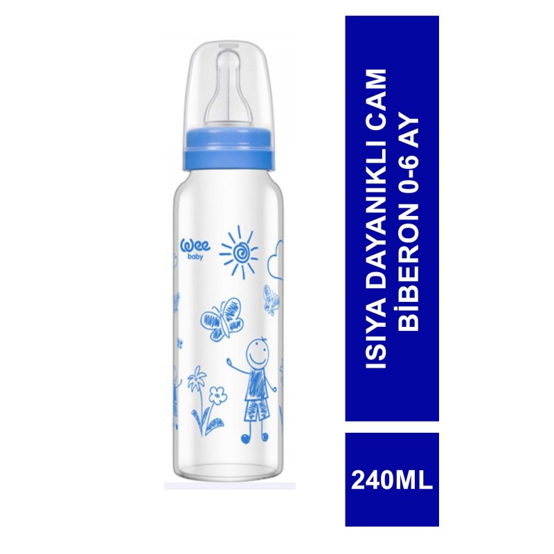 Wee Isıya Dayanıklı Cam Biberon 0-6 Ay 240 ml ( 772 )