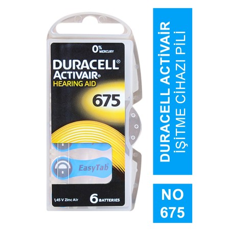 Duracell Activair İşitme Cihazı Pili 6'lı No: 675