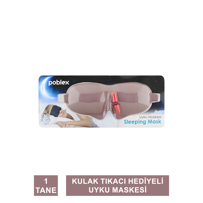 Poblex Uyku Maskesi Kahverengi - Kulak Tıkacı HEDİYE