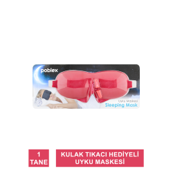 Poblex Uyku Maskesi Kırmızı - Kulak Tıkacı HEDİYE