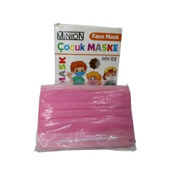 Maske 3 Katlı Çocuk 10lu Pembe