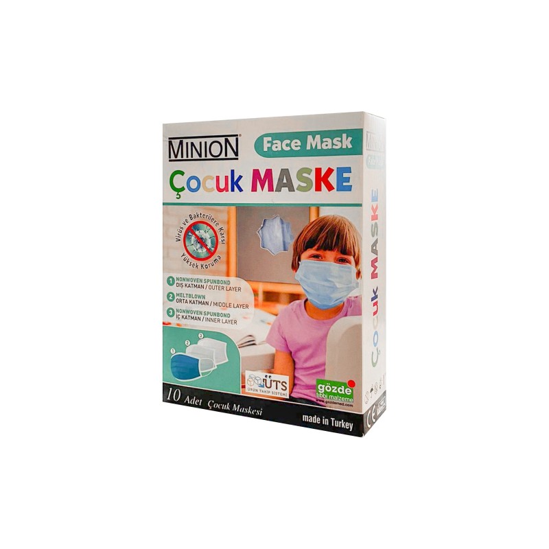 Minion Maske 3 Katlı Çocuk 10lu Mavi Minion Maske 3 Katlı Çocuk 10lu Mavi