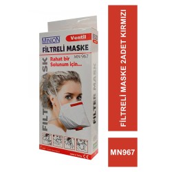 MINION Ventil Filtreli Maske MN967 FFP 3 Kırmızı 2 Adet