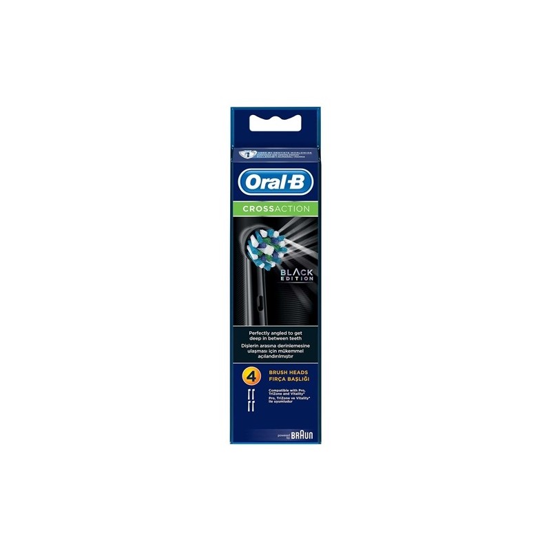 Oral-B Diş Fırçası Yedek Başlığı Cross Action Siyah 4 adet