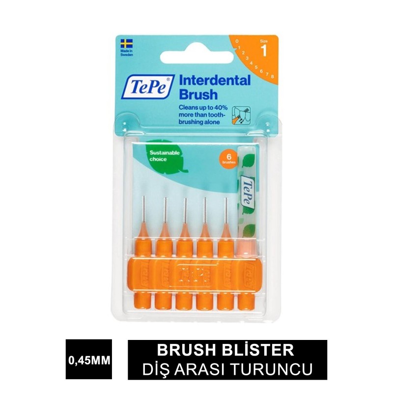 TEPE İnterdental Brush Blister Diş Arası Turuncu 0.45mm 6 lı