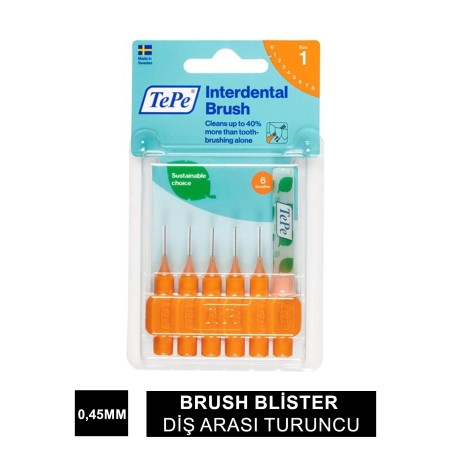 TEPE İnterdental Brush Blister Diş Arası Turuncu 0.45mm 6 lı
