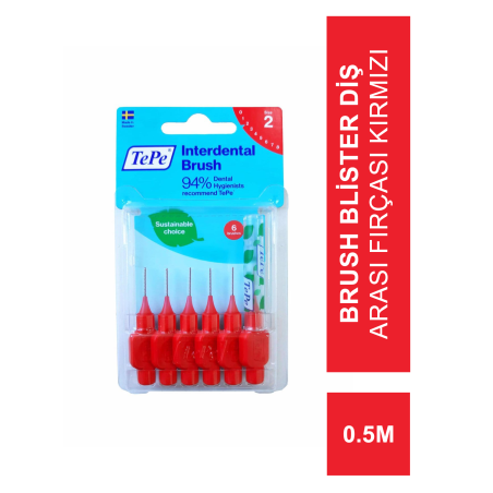 TEPE Blister Arayüz Diş Fırçası Kırmızı 0.5 mm 6 lı