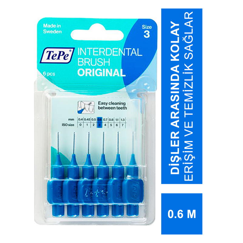 TEPE Blister Arayüz Diş Fırçası Mavi 0.6 mm 6 lı
