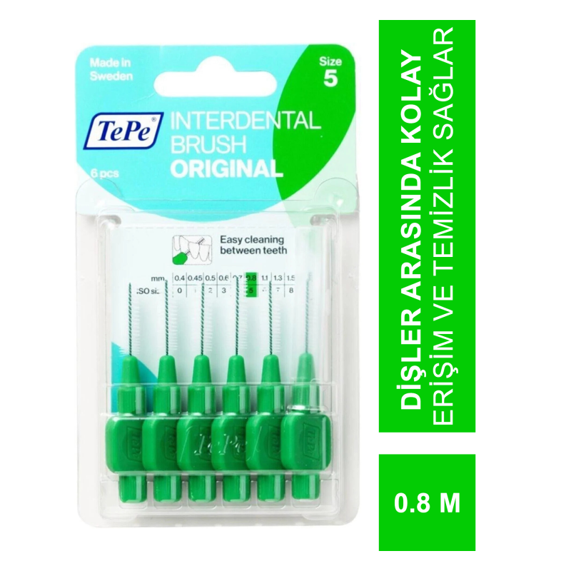 TEPE İnterdental Brush Arayüz Fırçası Yeşil 0.8 mm 6 lı