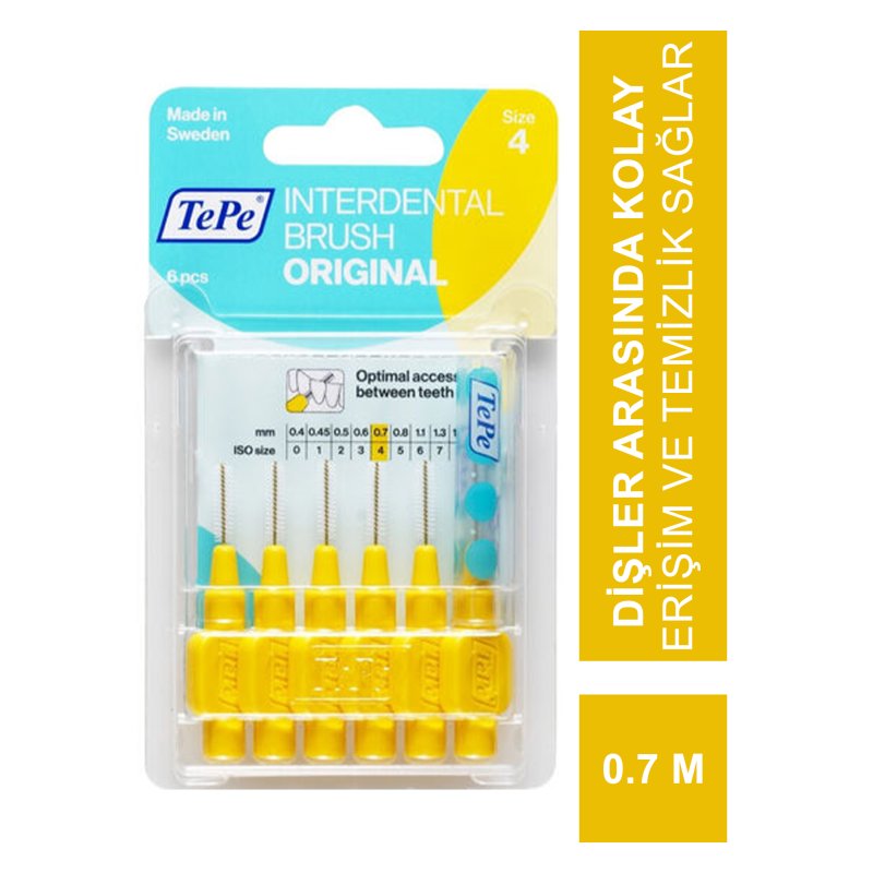 TEPE İnterdental Brush Blister Diş Arası Fırçası Sarı 0.7 mm 6 lı
