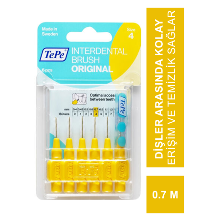 TEPE İnterdental Brush Blister Diş Arası Fırçası Sarı 0.7 mm 6 lı