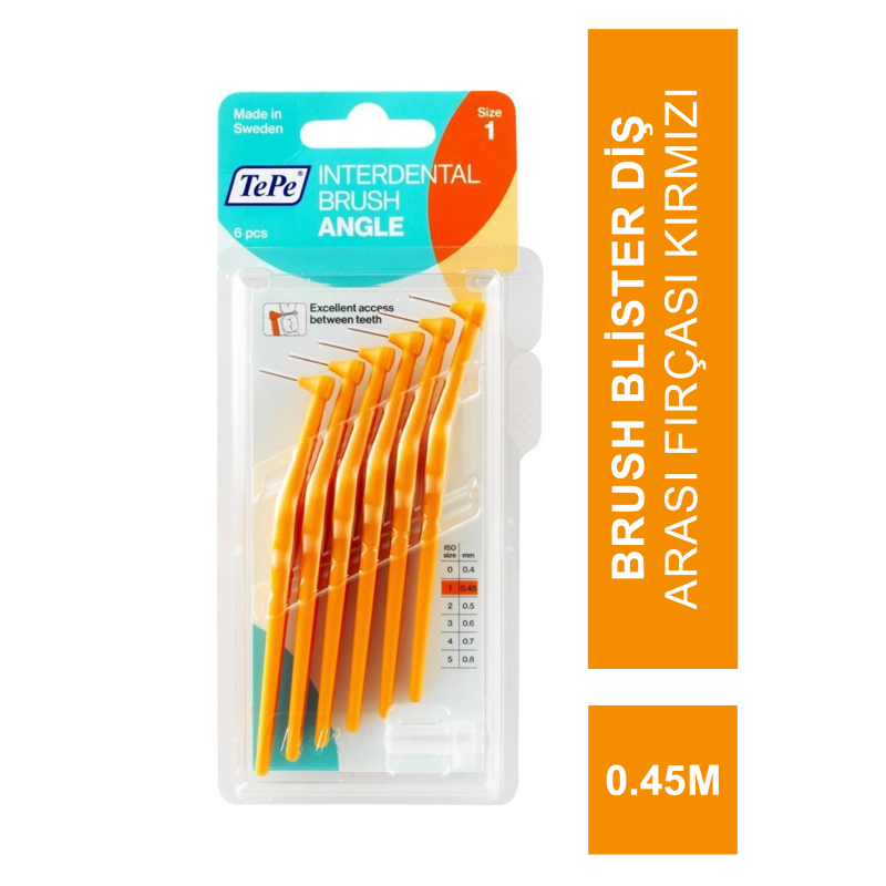 TEPE  İnterdental Brush Arayüz Fırçası Angle Turuncu 0.45 mm 6 lı