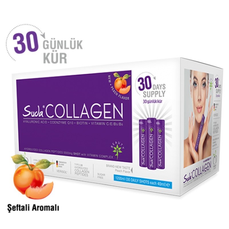 Suda Collagen Şeftali Aromalı Kollajen 30 x 40 ml - İçime Hazır Sıvı 30 Günlük Kür Suda Collagen Şeftali Aromalı Kollajen 30 x 40 ml - İçime Hazır Sıvı 30 Günlük Kür