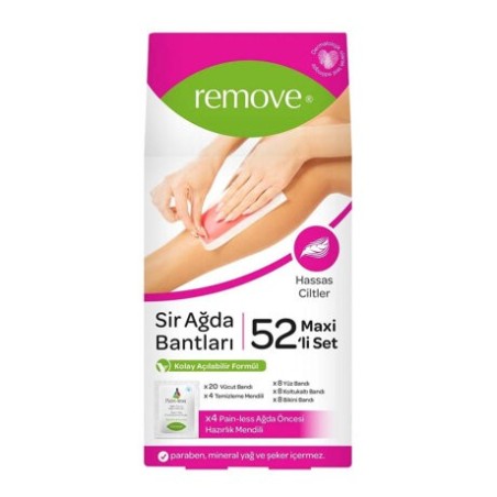 Remove Ağda Bandı Hassas Ciltler İçin 52'li Maxi Set