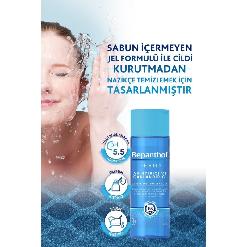 Bepanthol Derma Yüz Temizleme Jeli Arındırıcı 200 ml (S.K.T 03-2023)
