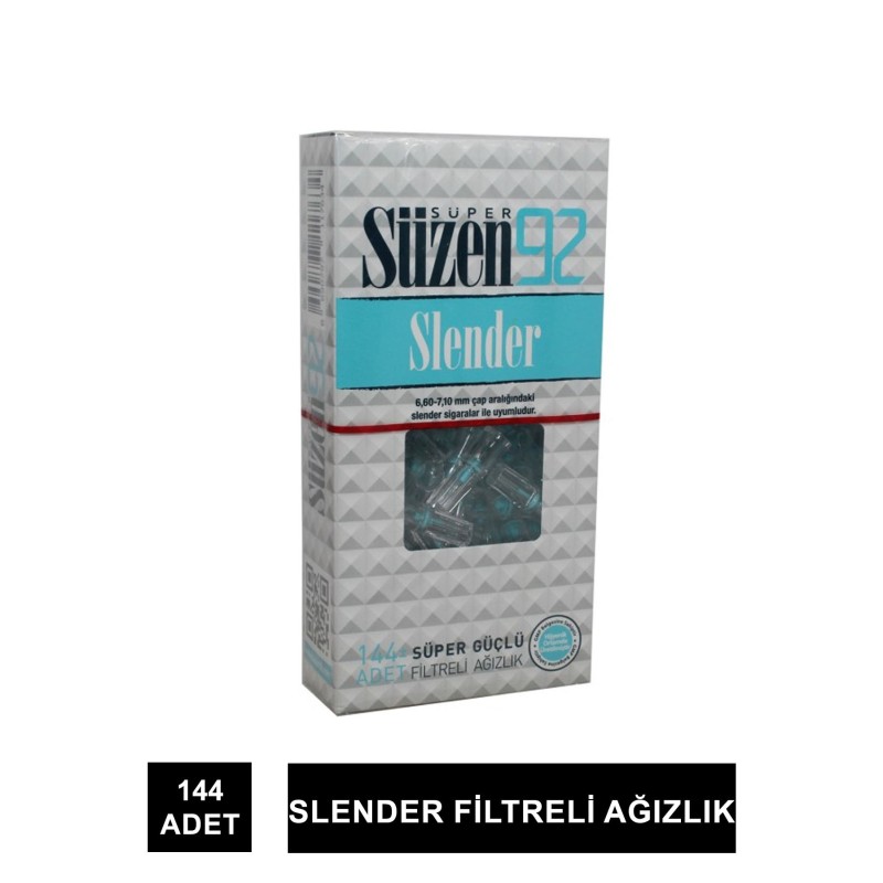 Süper Süzen 92 Slender Filtreli Ağızlı 144 Adet Süper Süzen 92 Slender Filtreli Ağızlı 144 Adet