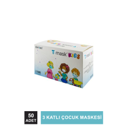 Dentac T-Mask 3 Katlı Çocuk Maskesi 50 Adet