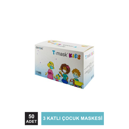 Dentac T-Mask 3 Katlı Çocuk Maskesi 50 Adet