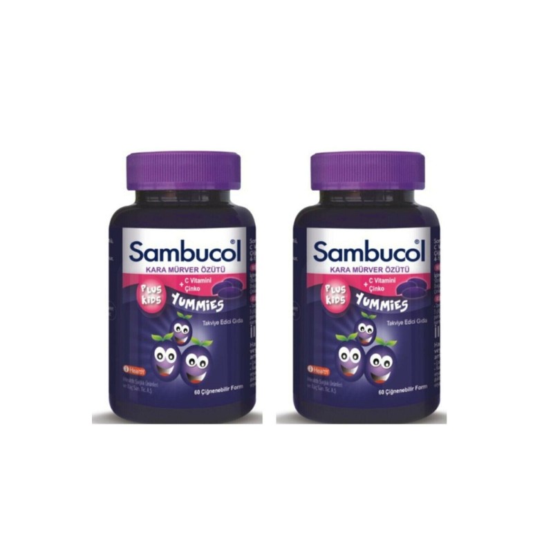 Sambucol Plus Kids Yummies 60 Çiğnenebilir Jelibon 2'li Set