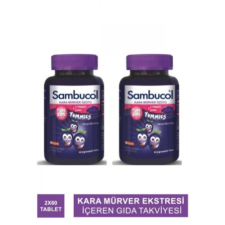 Sambucol Plus Kids Yummies 60 Çiğnenebilir Jelibon 2'li Set