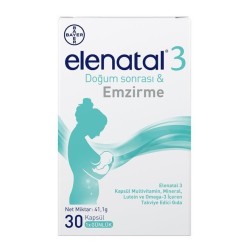 Elenatal 3 Multivitamin, Mineral ve Omega-3 İçeren Takviye Edici Gıda 30 Kapsül