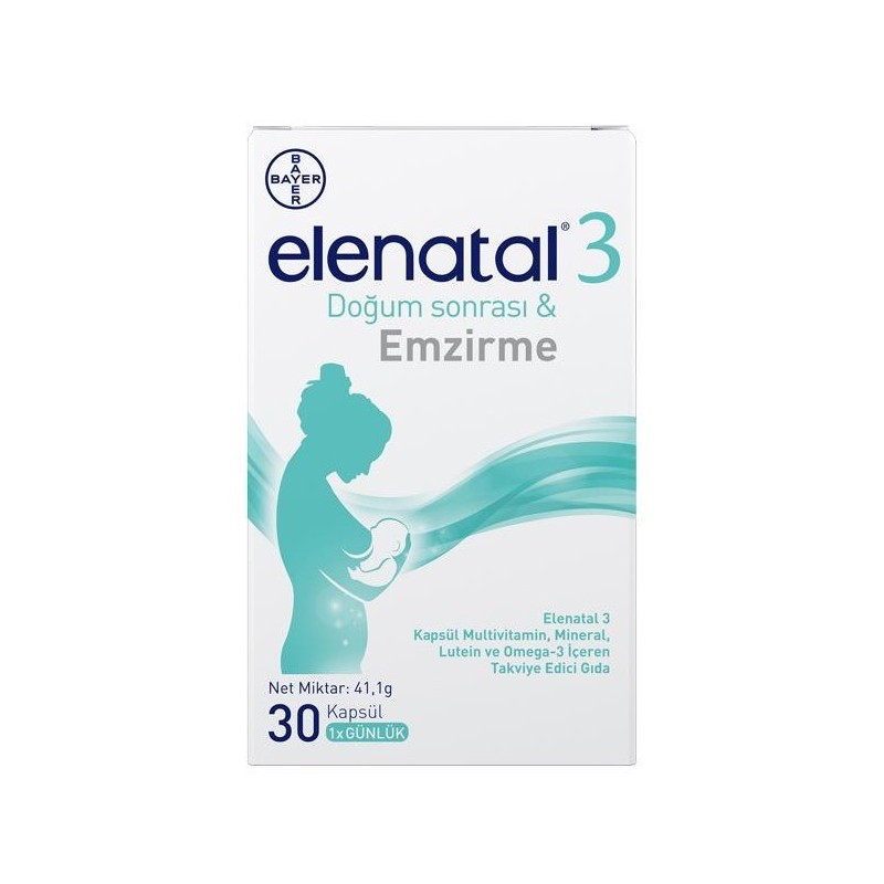 Elenatal 3 Multivitamin, Mineral ve Omega-3 İçeren Takviye Edici Gıda 30 Kapsül Elenatal 3 Multivitamin, Mineral ve Omega-3 İçeren Takviye Edici Gıda 30 Kapsül