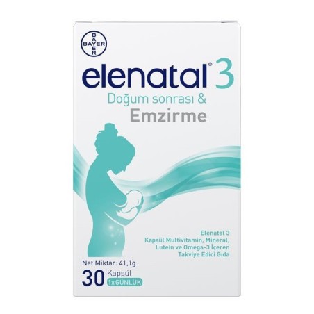 Elenatal 3 Multivitamin, Mineral ve Omega-3 İçeren Takviye Edici Gıda 30 Kapsül