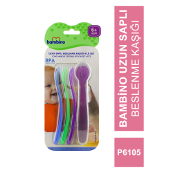Bambino Uzun Saplı Beslenme Kaşığı 4'lü Set ( P6105 ) (S.K.T 11-2025)