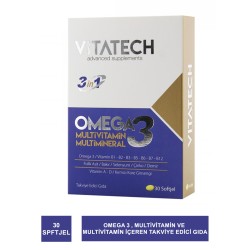 Vitatech 3 in 1 Omega 3 Takviye Edici Gıda 30 Soft Jel