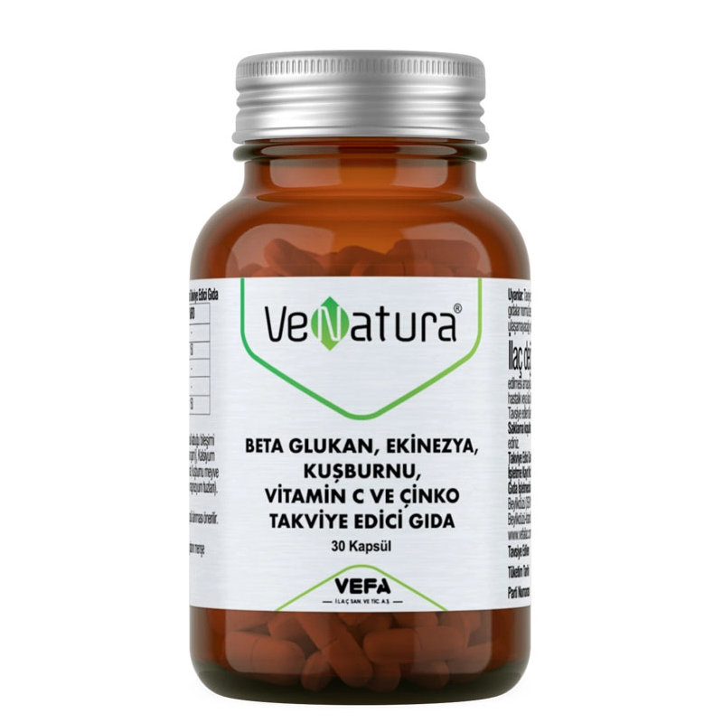 VeNatura Beta Glukan, Ekinezya, Kuşburnu, Vitamin C ve Çinko 30 Kapsül VeNatura Beta Glukan, Ekinezya, Kuşburnu, Vitamin C ve Çinko 30 Kapsül