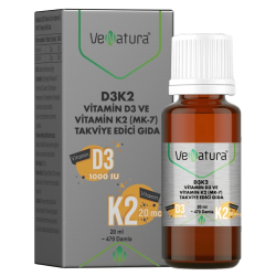 VeNatura Vitamin D3K2 ve Menaquinon 7 Takviye Edici Gıda 20 ml