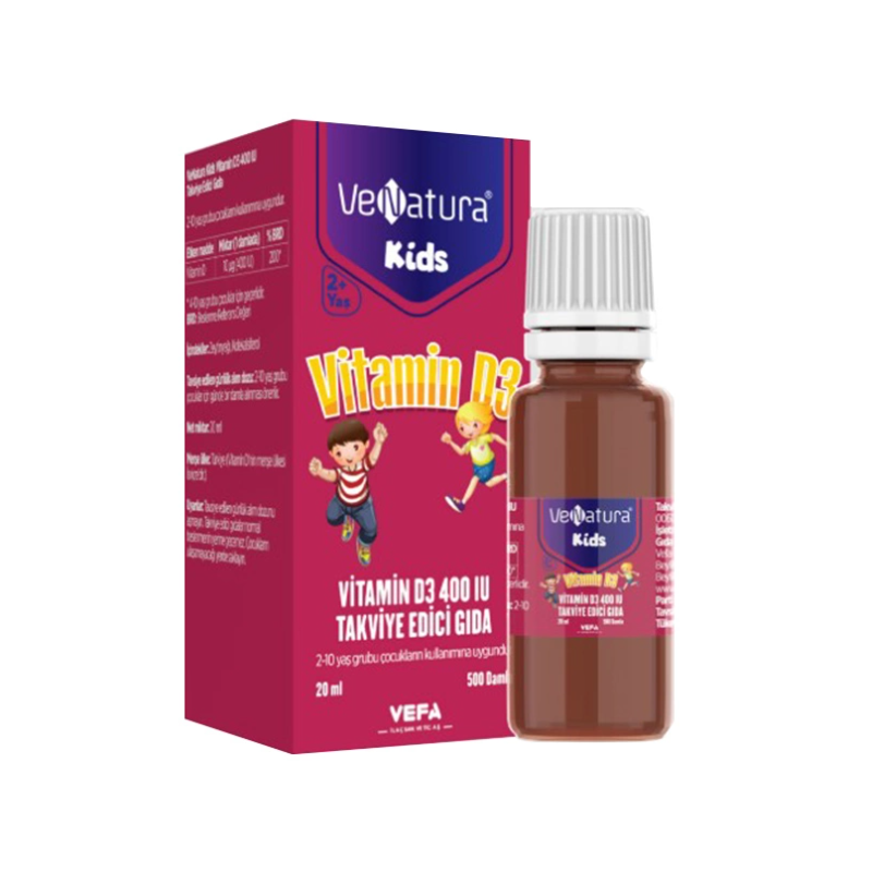Venatura Kids Vitamin D3 400 IU Takviye Edici Gıda 20 ml Venatura Kids Vitamin D3 400 IU Takviye Edici Gıda 20 ml