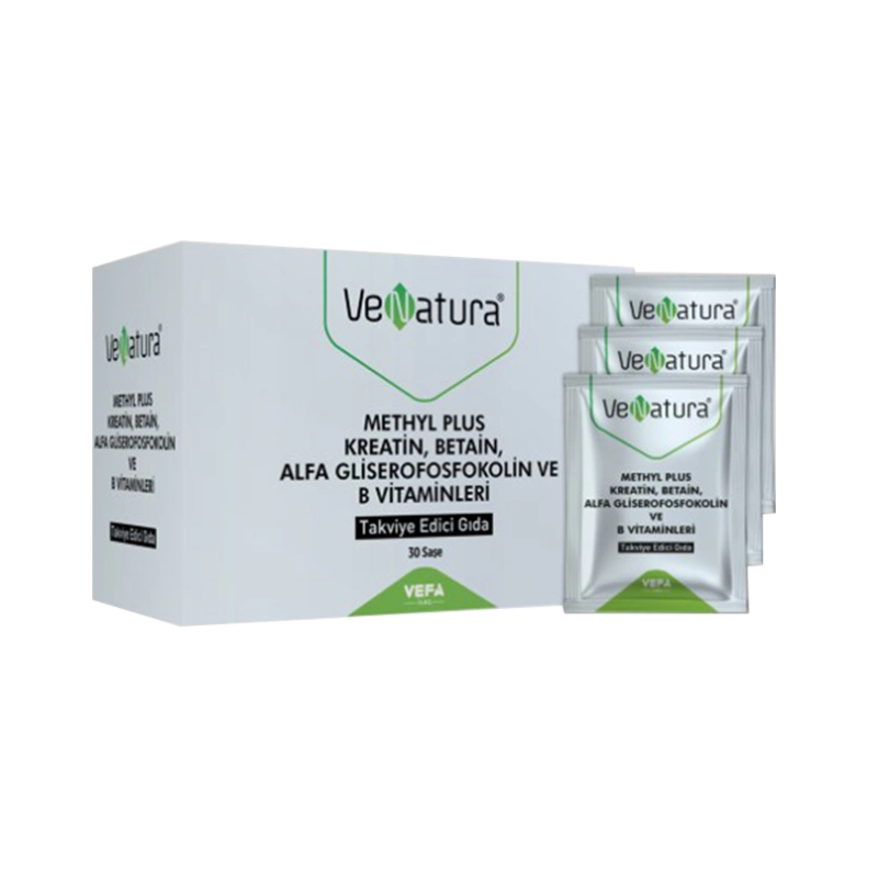 Venatura Methyl Plus Kreatin-Betain-Alfa Gliserofosfokolin ve B Vitaminleri 30 Saşe Venatura Methyl Plus Kreatin-Betain-Alfa Gliserofosfokolin ve B Vitaminleri 30 Saşe