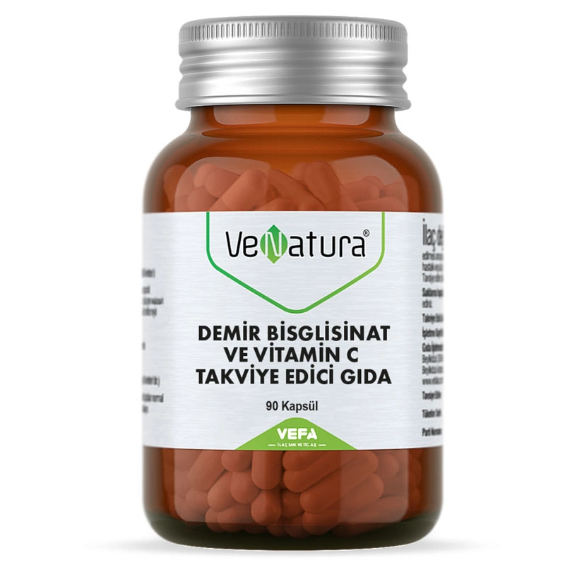 VeNatura Demir Bisglisinat ve Vitamin C 90 Kapsül VeNatura Demir Bisglisinat ve Vitamin C 90 Kapsül