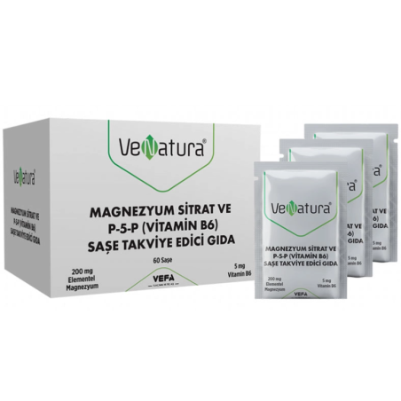 VeNatura Magnezyum Sitrat P-5-P Vitamin B6 60 Saşe