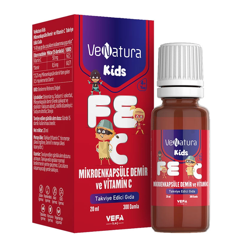VeNatura Kids Mikroenkapsüle Demir ve Vitamin C Takviye Edici Gıda 20 ml VeNatura Kids Mikroenkapsüle Demir ve Vitamin C Takviye Edici Gıda 20 ml