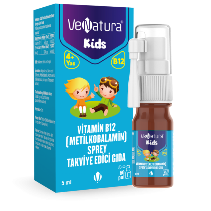 VeNatura Kids Vitamin B12 - Metilkobalamin - Sprey Takviye Edici Gıda 5 ml VeNatura Kids Vitamin B12 - Metilkobalamin - Sprey Takviye Edici Gıda 5 ml