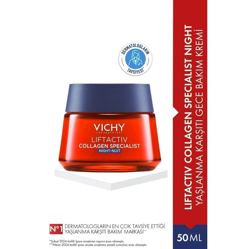 Vichy Liftactiv Collagen Specialist Yaşlanma Karşıtı Gece Bakım Kremi 50 ml