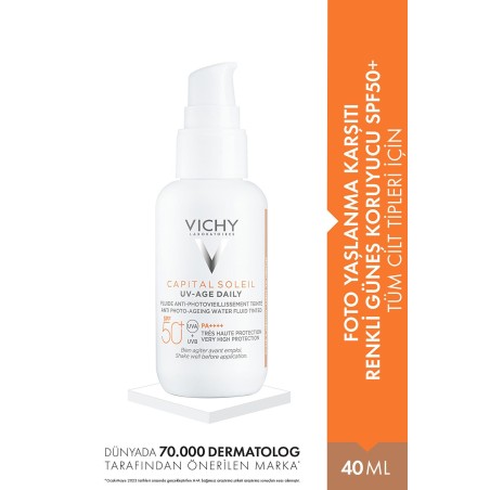 Vichy Capital Soleil UV -Age Daily-Spf 50+ Tinted Foto Yaşlanma Karşıtı Renkli Güneş Kremi 40 ml