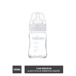 Mamajoo Cam Biberon 180 ml & Anti-Kolik Biberon Emziği No:1 / S (S.K.T 02-2027)