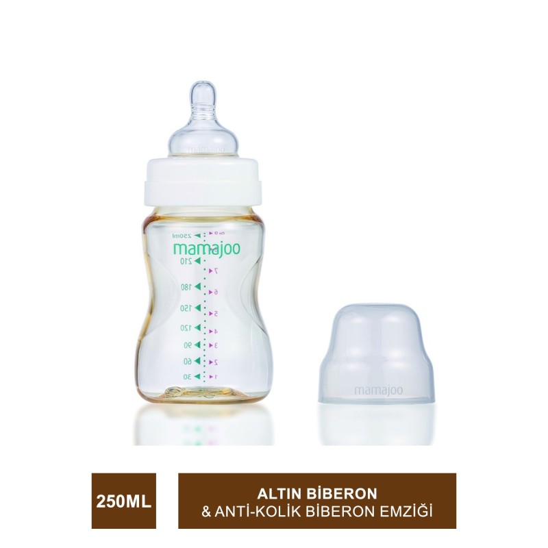 Mamajoo Gold Biberon 250 ml & Anti-Kolik Biberon Emziği No:2 / M (S.K.T 02-2026)