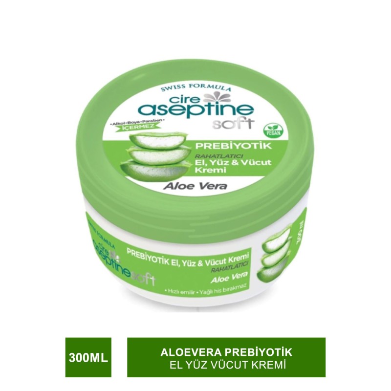 Cire Aseptine Soft Prebiyotik Aloevera El Yüz Vücut Kremi 300 Ml