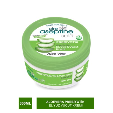 Cire Aseptine Soft Prebiyotik Aloevera El Yüz Vücut Kremi 300 Ml