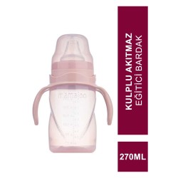 Mamajoo Kulplu Akıtmaz Eğitici Bardak Powder Pink 270 ml & Anti-Kolik Bardak Ucu