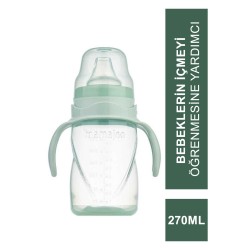 Mamajoo Kulplu Akıtmaz Eğitici Bardak Powder Green 270 ml & Anti-Kolik Bardak Ucu (S.K.T 07-2026)