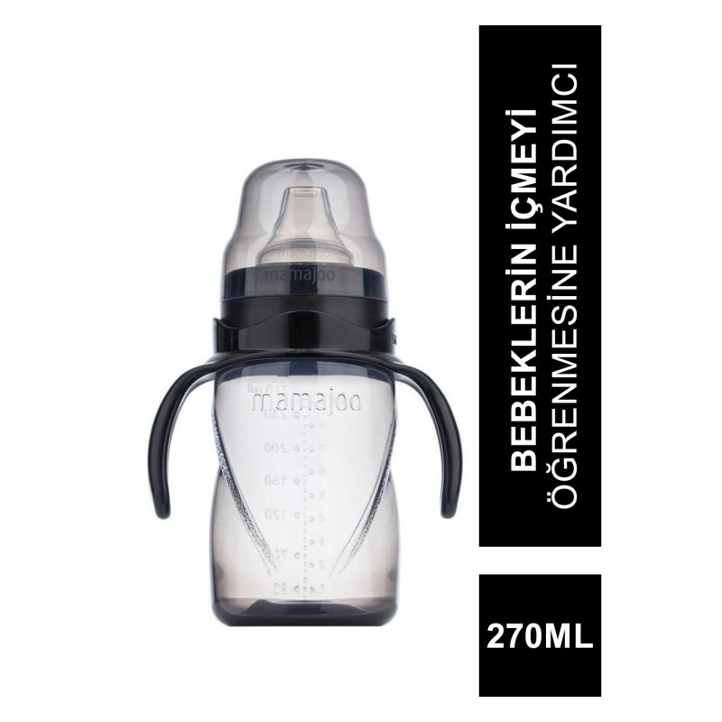 Mamajoo Kulplu Akıtmaz Eğitici Bardak Siyah 9+ Ay 270 ml